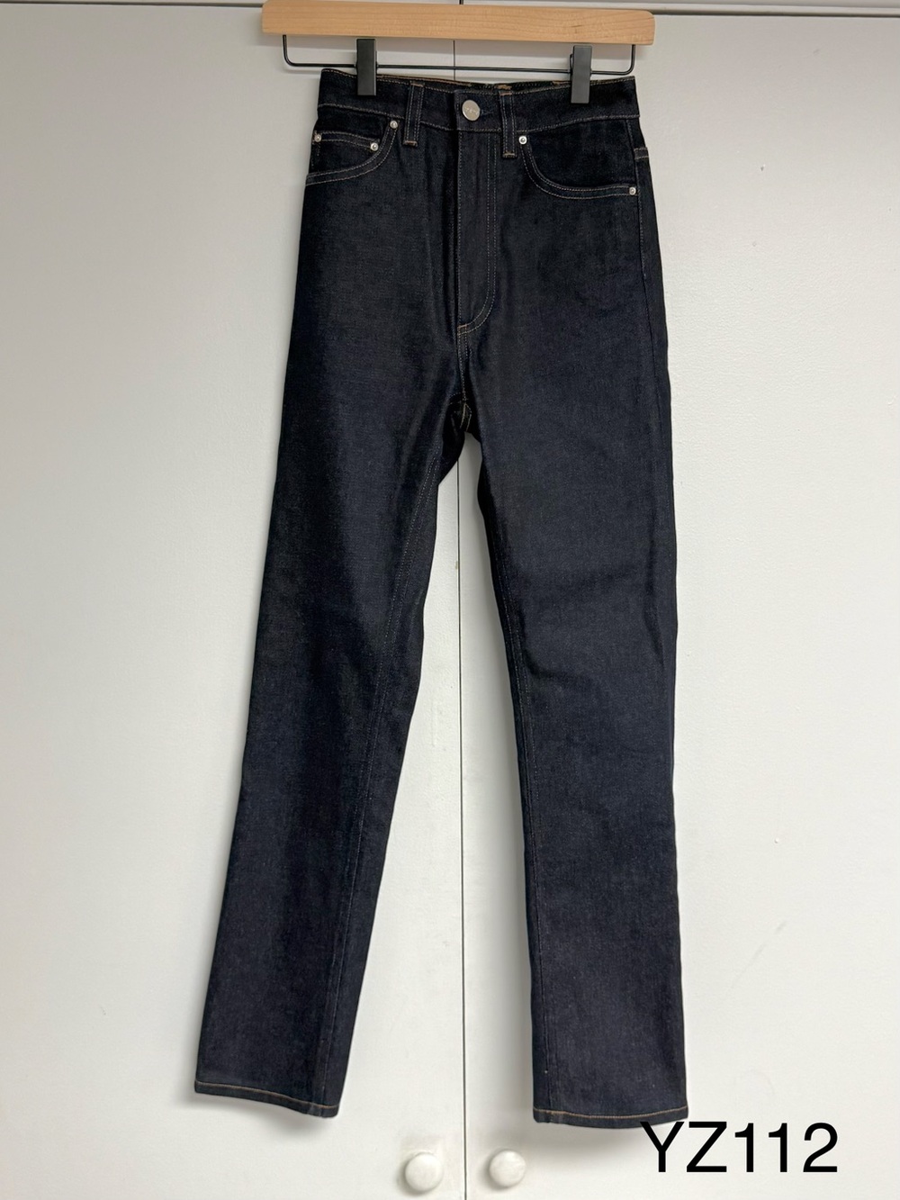 Toteme Dark Blue High-Rise Straight-Leg Jeans - Picture 2 of 5